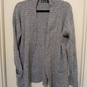 Avenue Heather Gray Open-Front Ribbed Cardigan